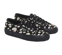Superga Zapatillas de piel de vacuno con estampado dálmata 2750 para mujer, negro y beige, 38 EU