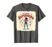 Superhéroe en Entrenamiento empoderando a Las Mujeres Estilo cómic Retro Camiseta, Hombre, Asfalto, XXL