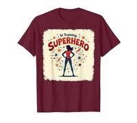 Superhéroe en Entrenamiento empoderando a Las Mujeres Estilo cómic Retro Camiseta, Hombre, Granate, L