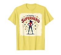 Superhéroe en Entrenamiento empoderando a Las Mujeres Estilo cómic Retro Camiseta, Hombre, Limón, M