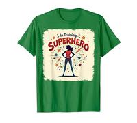 Superhéroe en Entrenamiento empoderando a Las Mujeres Estilo cómic Retro Camiseta, Hombre, Verde Kelly, XL