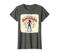 Superhéroe en Entrenamiento empoderando a Las Mujeres Estilo cómic Retro Camiseta, Mujer, Asfalto, 3XL