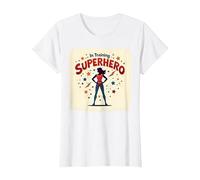 Superhéroe en Entrenamiento empoderando a Las Mujeres Estilo cómic Retro Camiseta, Mujer, Blanco, 3XL