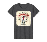 Superhéroe en Entrenamiento empoderando a Las Mujeres Estilo cómic Retro Camiseta, Mujer, Jaspeado Oscuro, XS
