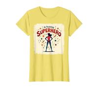 Superhéroe en Entrenamiento empoderando a Las Mujeres Estilo cómic Retro Camiseta, Mujer, Limón, M