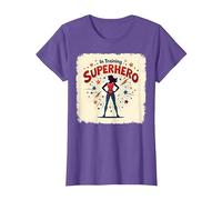 Superhéroe en Entrenamiento empoderando a Las Mujeres Estilo cómic Retro Camiseta, Mujer, Morado Jaspeado, 3XL
