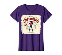 Superhéroe en Entrenamiento empoderando a Las Mujeres Estilo cómic Retro Camiseta, Mujer, Morado, S