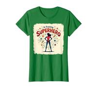 Superhéroe en Entrenamiento empoderando a Las Mujeres Estilo cómic Retro Camiseta, Mujer, Verde Kelly, S