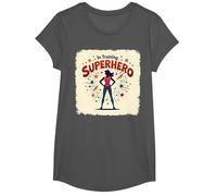 Superhéroe en Entrenamiento empoderando a Las Mujeres Estilo cómic Retro Camiseta, Niñas, Asfalto, S