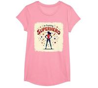 Superhéroe en Entrenamiento empoderando a Las Mujeres Estilo cómic Retro Camiseta, Niñas, Rosado, M