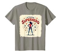 Superhéroe en Entrenamiento empoderando a Las Mujeres Estilo cómic Retro Camiseta, Niños, Pizarra, 8 años