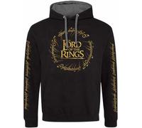SuperHeroes Inc. Sudadera con capucha oficial de Lord of the Rings con logotipo de lámina dorada y contraste premium, Negro, XXL