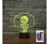 SUPERHONGJIHAO Lámpara nocturna para niños 3D Shooting Basketball, lámpara LED con mando a distancia, 16 colores intercambiables, regalo de cumpleaños para niños