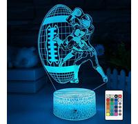 SUPERHONGJIHAO Luz nocturna para niños 3D Rugby Sport lámpara LED con mando a distancia 16 colores que cambian de color regalo de cumpleaños para niños