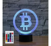 SUPERHONGJIHAO Luz nocturna para niños, lámpara LED 3D Bitcoin con control remoto, 16 colores cambiantes, regalo de cumpleaños para niños