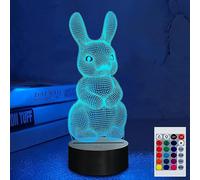 SUPERHONGJIHAO Luz nocturna para niños, lámpara LED 3D con control remoto, 16 colores cambiantes, regalo de cumpleaños para niños