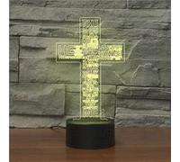 SUPERHONGJIHAO Luz nocturna para niños, lámpara LED 3D con cruz de Jesús con control remoto, 16 colores cambiantes, regalo de cumpleaños para niños