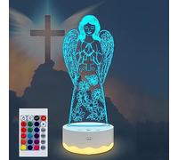 SUPERHONGJIHAO Luz nocturna para niños, lámpara LED 3D de ángel de la guarda con control remoto, 16 colores cambiantes, regalo de cumpleaños para niños