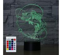 SUPERHONGJIHAO Luz nocturna para niños, lámpara LED 3D Go Fishing con control remoto, 16 colores cambiantes, regalo de cumpleaños para niños