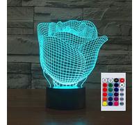 SUPERHONGJIHAO Luz nocturna para niños, lámpara LED 3D para el día de San Valentín, rosa con control remoto, 16 colores cambiantes, regalo de cumpleaños para niños