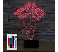 SUPERHONGJIHAO Luz nocturna para niños, lámpara LED 3D para el día de San Valentín, rosa con control remoto, 16 colores cambiantes, regalo de cumpleaños para niños