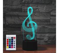 SUPERHONGJIHAO Luz nocturna para niños, lámpara LED con nota musical 3D con control remoto, 16 colores cambiantes, regalo de cumpleaños para niños
