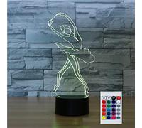 SUPERHONGJIHAO Luz nocturna para niños, lámpara LED de ballet 3D con control remoto, 16 colores cambiantes, regalo de cumpleaños para niños