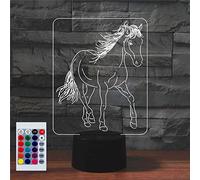 SUPERHONGJIHAO Luz nocturna para niños, lámpara LED de caballo 3D con control remoto, 16 colores cambiantes, regalo de cumpleaños para niños