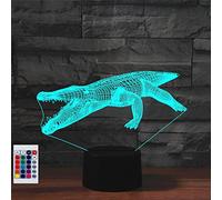 SUPERHONGJIHAO Luz nocturna para niños, lámpara LED de cocodrilo 3D con control remoto, 16 colores cambiantes, regalo de cumpleaños para niños