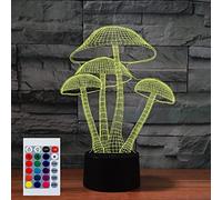SUPERHONGJIHAO Luz nocturna para niños, lámpara LED de hongo 3D con control remoto, 16 colores cambiantes, regalo de cumpleaños para niños