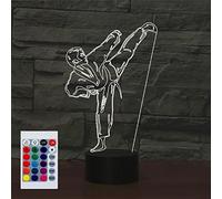 SUPERHONGJIHAO Luz nocturna para niños, lámpara LED de karate y taekwondo 3D con control remoto, 16 colores cambiantes, regalo de cumpleaños para niños