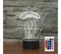 SUPERHONGJIHAO Luz nocturna para niños, lámpara LED de medusa 3D con control remoto, 16 colores cambiantes, regalo de cumpleaños para niños