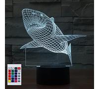 SUPERHONGJIHAO Luz nocturna para niños, lámpara LED de tiburón 3D con control remoto, 16 colores cambiantes, regalo de cumpleaños para niños