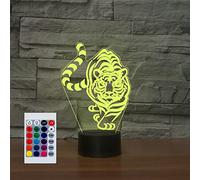 SUPERHONGJIHAO Luz nocturna para niños, lámpara LED de tigre 3D con control remoto, 16 colores cambiantes, regalo de cumpleaños para niños