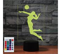 SUPERHONGJIHAO Luz nocturna para niños, lámpara LED de voleibol 3D con control remoto, 16 colores cambiantes, regalo de cumpleaños para niños