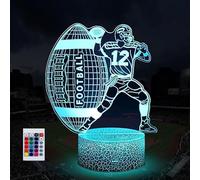 SUPERHONGJIHAO Luz nocturna para niños, lámpara LED deportiva de rugby 3D con control remoto, 16 colores cambiantes, regalo de cumpleaños para niños