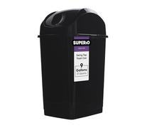 Superio Kitchen Trash Can with Swing Top Lid 9 Gallon Slim Waste Bin 37 Qt Sturdy Plastic Garbage Can Medium Recycling Bin for Office, Bathroom, Under Counter, Dorm, Bedroom (Black)