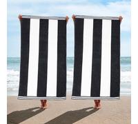 Superior Cabana Toallas de Playa Coloridas de algodón a Rayas, para Adultos, niños, Piscina, natación, Arena, Viajes, extragrandes, absorbentes, Secado rápido, Juego de 2, Color Gris Marengo