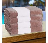 Superior Cabana Toallas de Playa Coloridas de algodón a Rayas, para Adultos, niños, Piscina, natación, Arena, Viajes, extragrandes, absorbentes, Secado rápido, básicos de baño, Juego de 4, Gris Topo