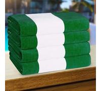 Superior Cabana Toallas de Playa Coloridas de algodón a Rayas, para Adultos, niños, Piscina, natación, Arena, Viajes, extragrandes, absorbentes, Secado rápido, Juego de 4, Color Verde Oscuro