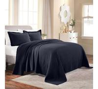 Superior Fleur De lis - Juego de Colcha de algodón de 3 Piezas, decoración de Cama para el hogar, Colcha Decorativa con Textura, 2 Fundas de Almohada, Manta aireada, Ropa de Cama Matelasse, medallón