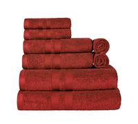 Superior Juego de 8 Toallas de algodón de Secado rápido, Toallas de baño de 13 x 13 Pulgadas, Toallas de Mano de 16 x 30 Pulgadas, Toallas de baño de 30 x 52 Pulgadas, Color Granate