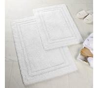 Superior - Juego de alfombras de baño Antideslizantes, de algodón, Color Blanco, 2 Piezas