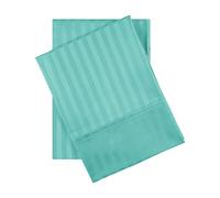 Superior - Juego de Fundas de Almohada 51 x 76 cm, de algodón de 650 Hilos y de un Solo Cabo, Color Verde Azulado a Rayas, 2 Piezas