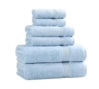 Superior Juego de Toallas de algodón Egipcio de 6 Piezas, 2 Toallas de baño, 2 Toallas faciales y 2 Toallas de Mano, Color Azul Claro