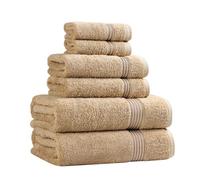 Superior Juego de Toallas de baño de algodón Egipcio, 6 Piezas, Surtido para hogar, apartamento, Airbnb, Invitados, Manos, baño, absorbentes, Secado rápido, Color Tostado