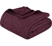 Superior Manta 100% algodón para todas las estaciones, diseño de canasta, funda suave y cómoda para cama, dormitorio, manta de sofá, descansar, mantas modernas bohemias con peso medio, manta, color ciruela
