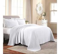 Superior Medallion Bedspread with Pillow Shams Colcha, Algodón, Blanco 03, Matrimonio Doble