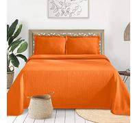 Superior Medallion Bedspread with Pillow Shams Colcha, Algodón, Mandarina, Matrimonio