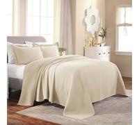 Superior Medallion Bedspread with Pillow Shams Colcha, Algodón, Marfil 03, Matrimonio